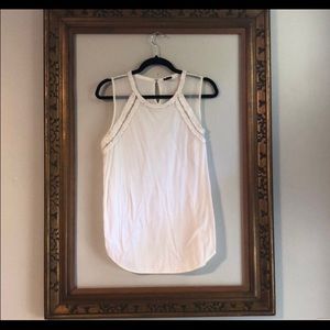 J Crew white tank top with neck detail